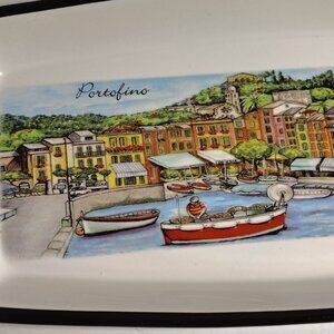 Italian Ceramics Bread Serving Dish or Trinket Tray Venice Canals Art Tuscan